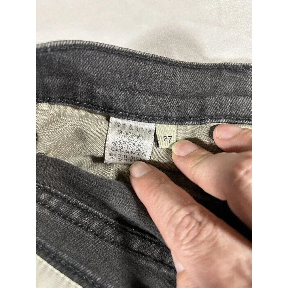 Rag & Bone Women’s Black The Skinny Soft Rock With Holes Distressed Jeans 27